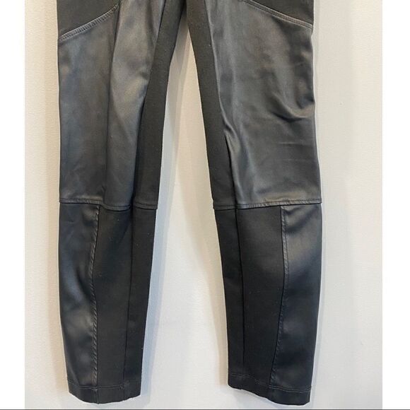 BCBGMaxAzria Black Faux Leather Panels Leggings - Picture 4 of 9